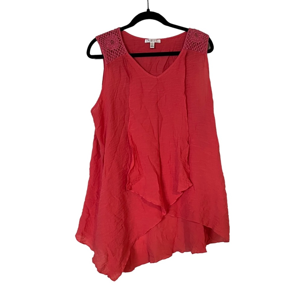 Sense Gauze Coral Blouse Tank Top 1x